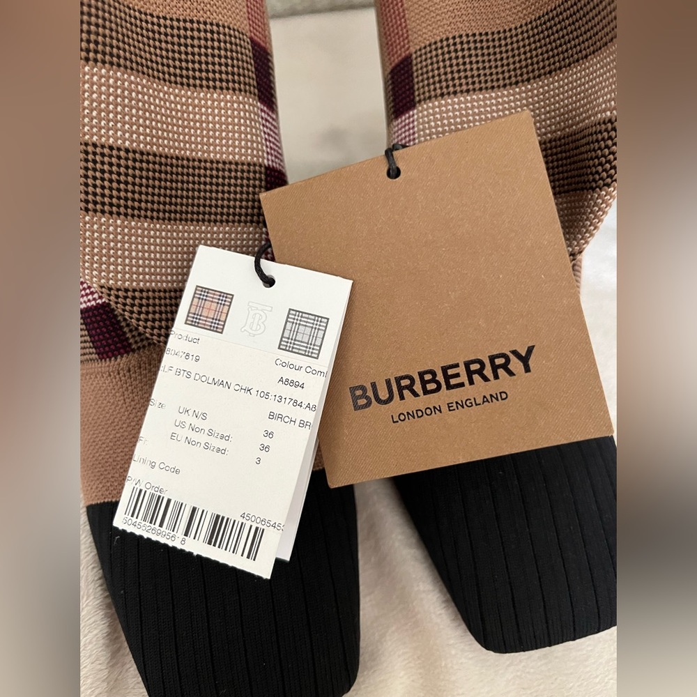 Burberry plaid boots 2023 season worn one time for an event
